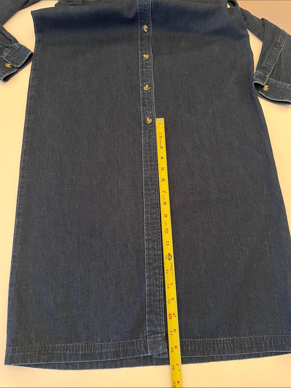 Vintage 90s Charter Club Denim Shirt Dress w Suede Collar, size 10 ankle length - Picture 9 of 9